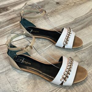 Coach Seabreeze Leather Ankle Strap Sandal w/chain size 7
